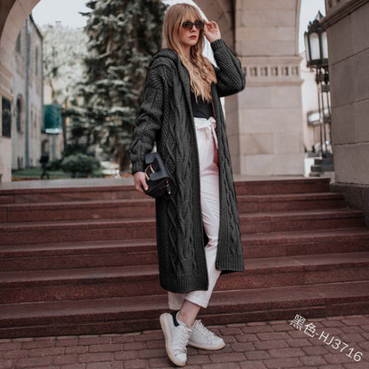 Hooded Knit Cardigan – Long, Loose Fit