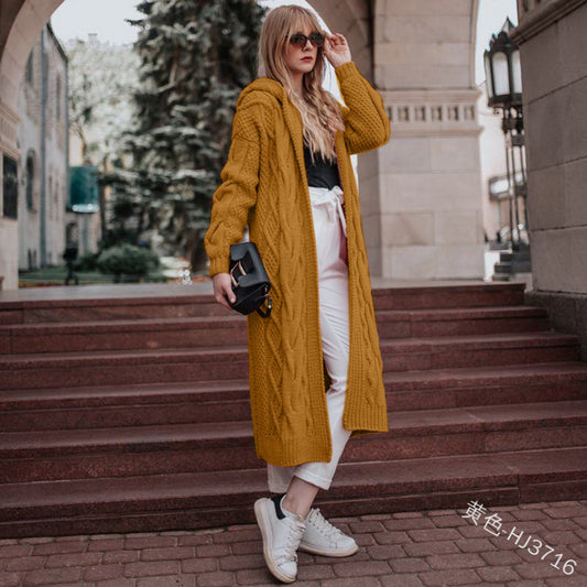 Hooded Knit Cardigan – Long, Loose Fit