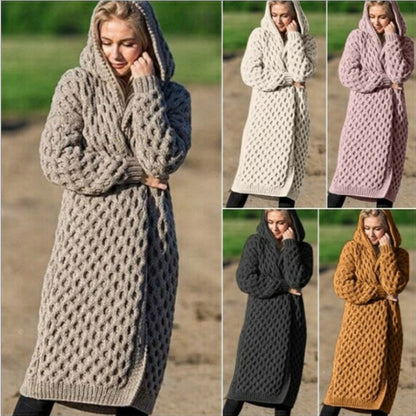 Women's Hooded Knit Cardigan Coat
