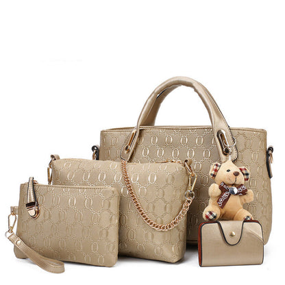 Women’s Bag Set – Bear 4‑Piece Mother‑and‑Child Shoulder & Crossbody Handbag