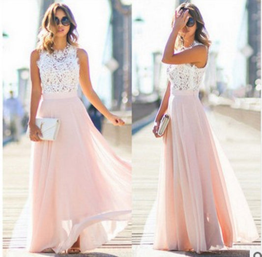 Lace Chiffon Maxi Dress