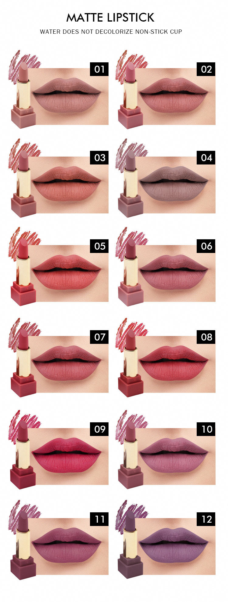 12-Color Matte Lipstick Set