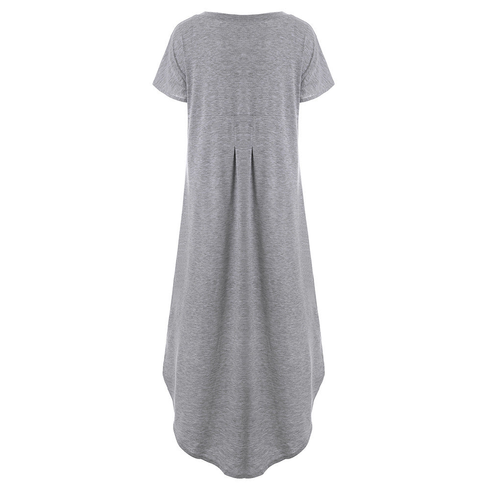 🌸Einfarbiges Damen-Maxikleid mit V-Ausschnitt und Seitenschlitz👗