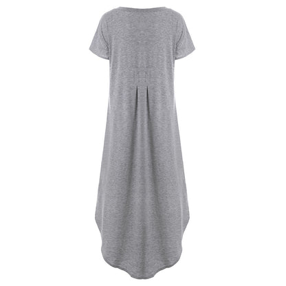 🌸Einfarbiges Damen-Maxikleid mit V-Ausschnitt und Seitenschlitz👗