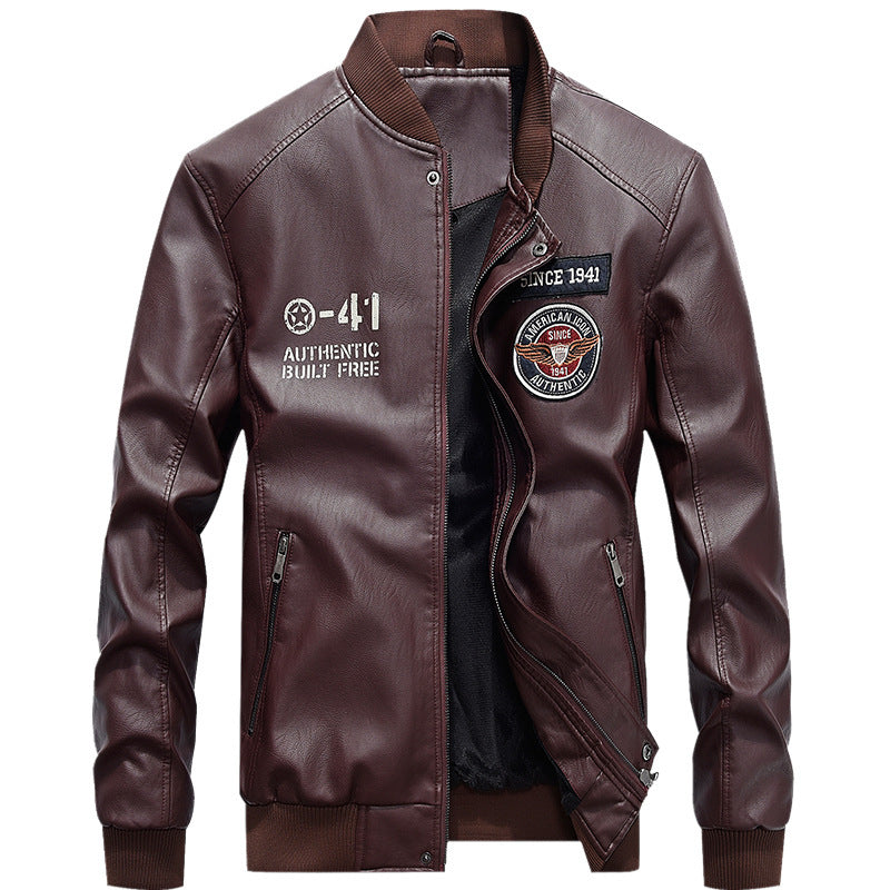 🧥Herren Baseballjacke aus PU-Leder – Lässig, im Motorrad-Stil, für Frühling / Herbst