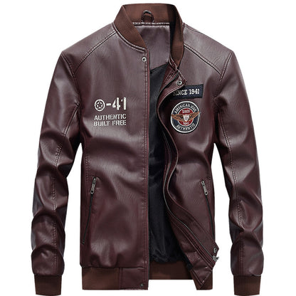🧥Herren Baseballjacke aus PU-Leder – Lässig, im Motorrad-Stil, für Frühling / Herbst