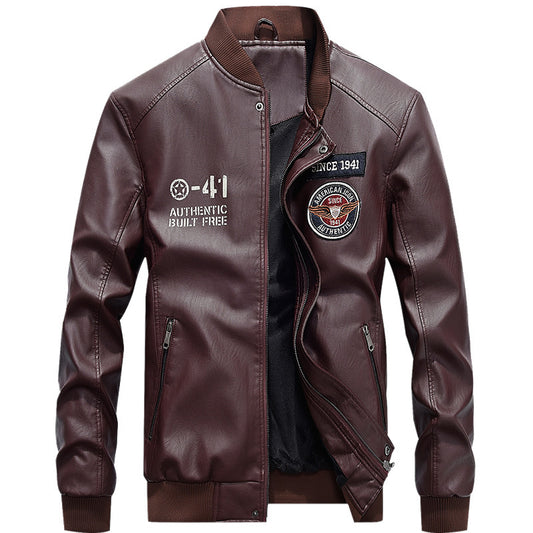 🧥Men’s PU Leather Baseball Jacket – Casual Spring / Autumn Motorcycle Style