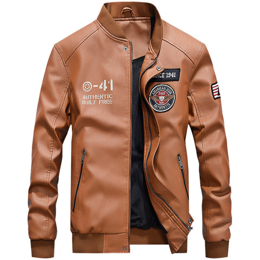 🧥Men’s PU Leather Baseball Jacket – Casual Spring / Autumn Motorcycle Style