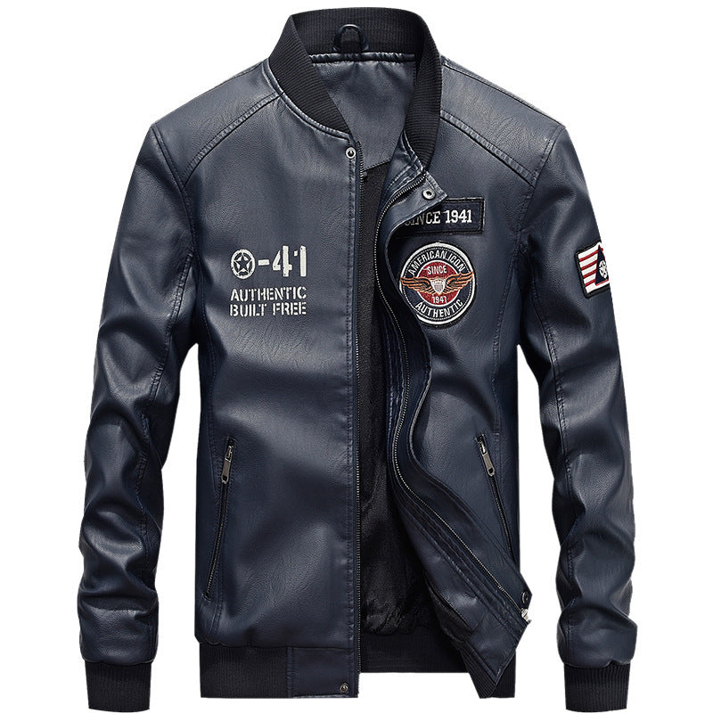 🧥Herren Baseballjacke aus PU-Leder – Lässig, im Motorrad-Stil, für Frühling / Herbst