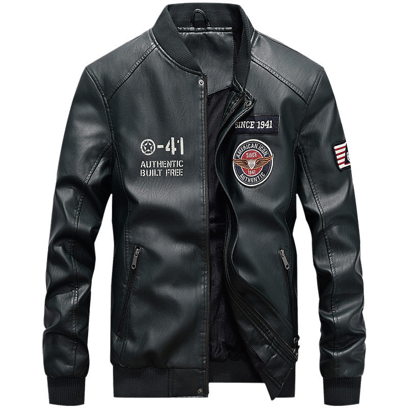 🧥Herren Baseballjacke aus PU-Leder – Lässig, im Motorrad-Stil, für Frühling / Herbst