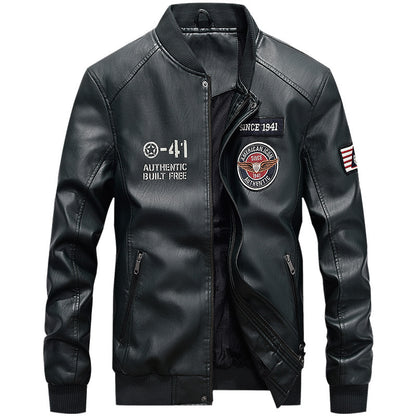 🧥Herren Baseballjacke aus PU-Leder – Lässig, im Motorrad-Stil, für Frühling / Herbst