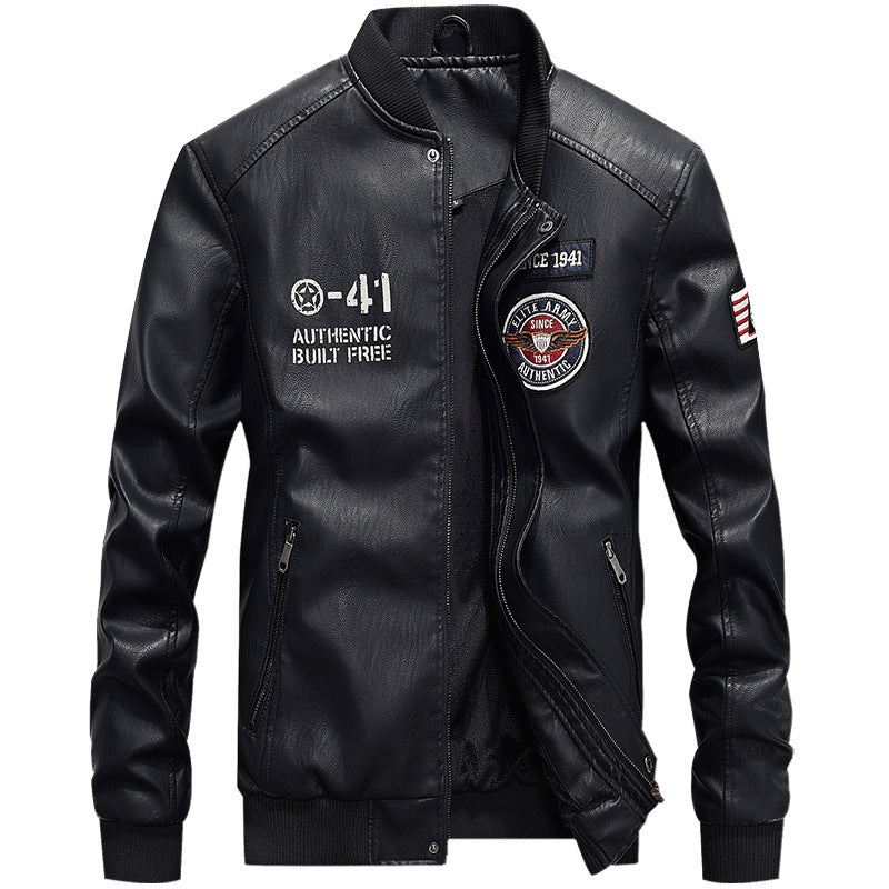 🧥Herren Baseballjacke aus PU-Leder – Lässig, im Motorrad-Stil, für Frühling / Herbst