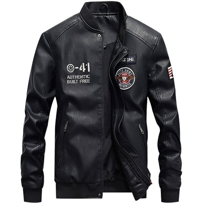 🧥Herren Baseballjacke aus PU-Leder – Lässig, im Motorrad-Stil, für Frühling / Herbst