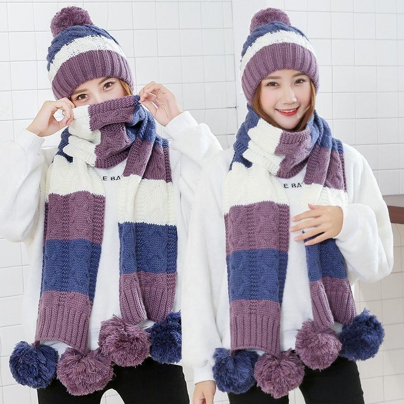 Women's Winter Knit Hat & Scarf Set