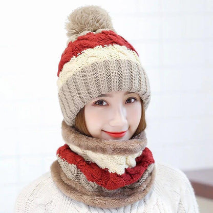 Women's Winter Knit Hat & Scarf Set