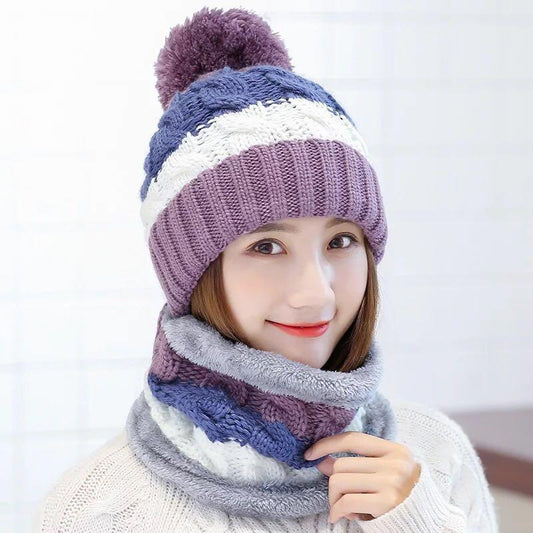 Women's Winter Knit Hat & Scarf Set