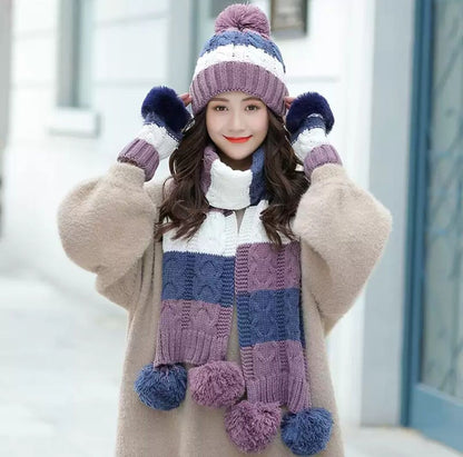 Women's Winter Knit Hat & Scarf Set
