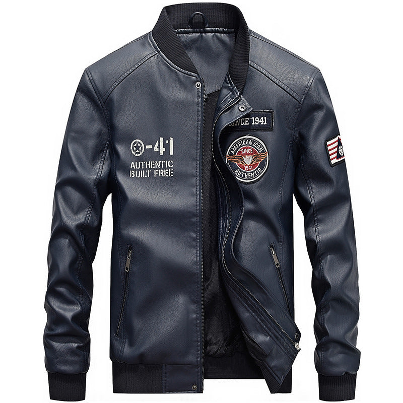 🧥Herren Baseballjacke aus PU-Leder – Lässig, im Motorrad-Stil, für Frühling / Herbst