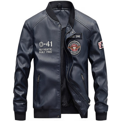 🧥Herren Baseballjacke aus PU-Leder – Lässig, im Motorrad-Stil, für Frühling / Herbst