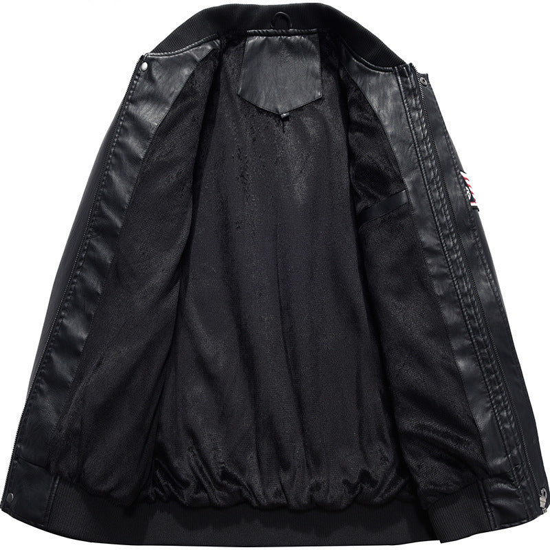 🧥Herren Baseballjacke aus PU-Leder – Lässig, im Motorrad-Stil, für Frühling / Herbst