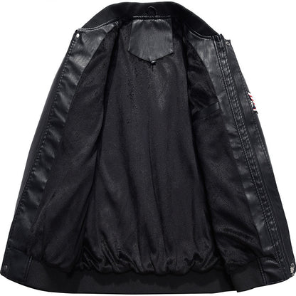 🧥Herren Baseballjacke aus PU-Leder – Lässig, im Motorrad-Stil, für Frühling / Herbst