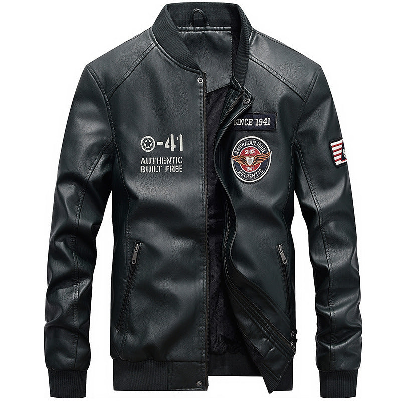 🧥Herren Baseballjacke aus PU-Leder – Lässig, im Motorrad-Stil, für Frühling / Herbst