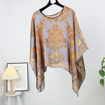 Silk pullover sunscreen silk scarf shawl women's sunscreen clothing in summer with large size loose changeable