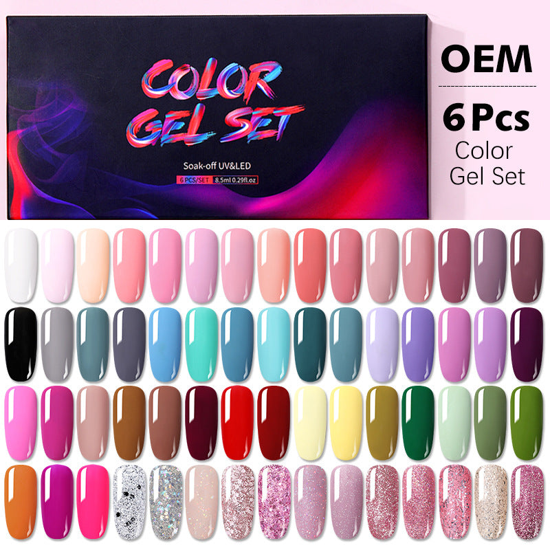 Kit de 6 vernis gel UV couleur