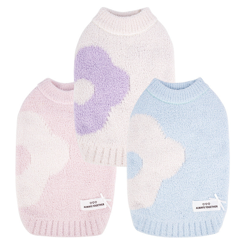Flower Sweater – Autumn / Winter Pet Clothing for Small Dogs