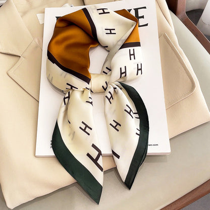 Striped Silk-Look Square Scarf