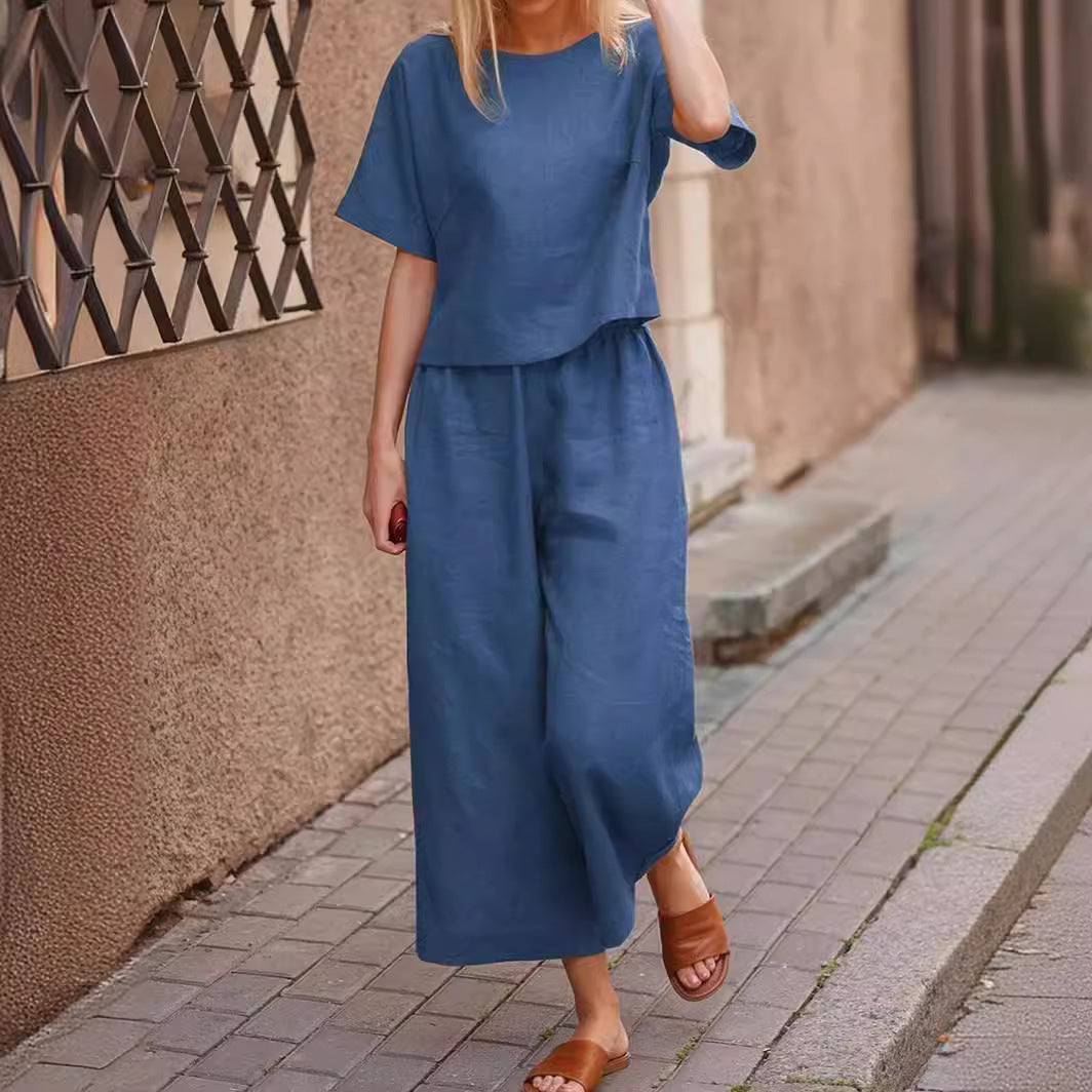 🌿Solid Color Loose Fit Two-Piece Outfit 📌
