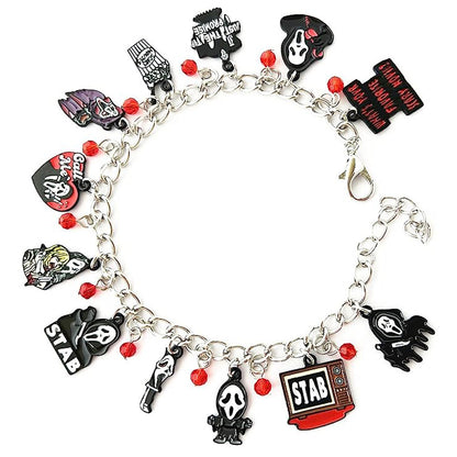 Combo bracelet featuring pumpkin, spider, bat, and ghost charms