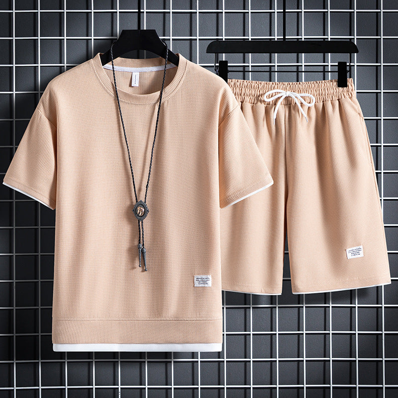 👕Short-sleeved suit with a lightweight waffle texture ⚽