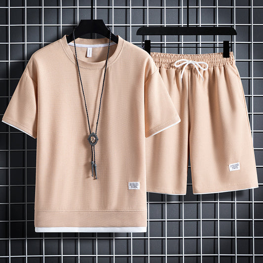 👕Short-sleeved suit with a lightweight waffle texture ⚽
