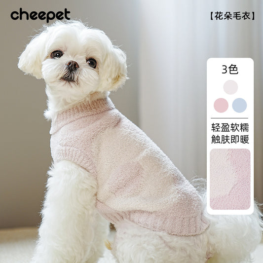 Flower Sweater – Autumn / Winter Pet Clothing for Small Dogs