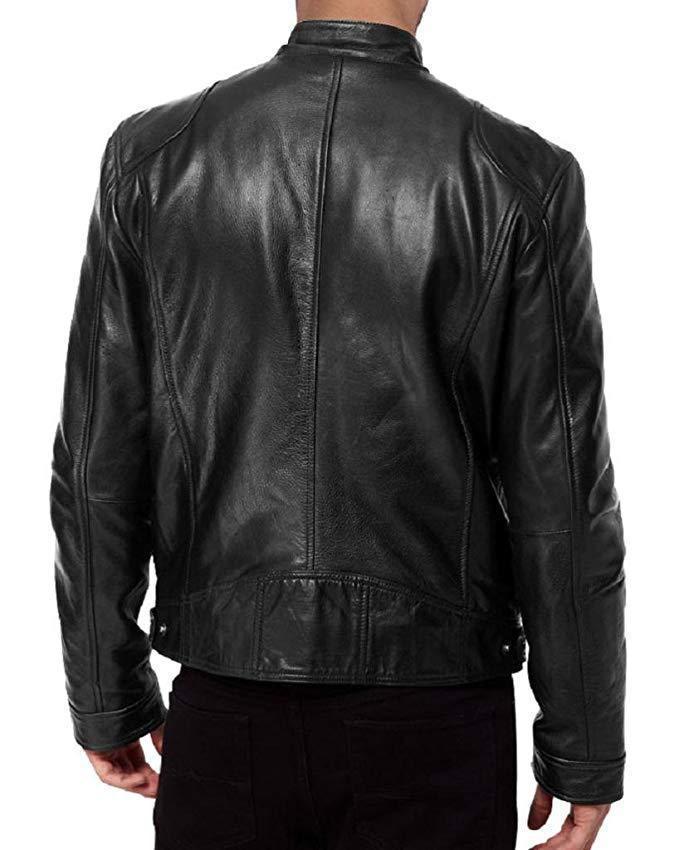 Men’s PU Leather Stand Collar Jacket