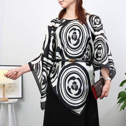 Silk pullover sunscreen silk scarf shawl women's sunscreen clothing in summer with large size loose changeable