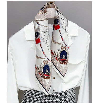 Striped Silk-Look Square Scarf