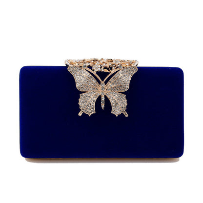 Velvet Bow Evening Clutch — Diamond-Studded