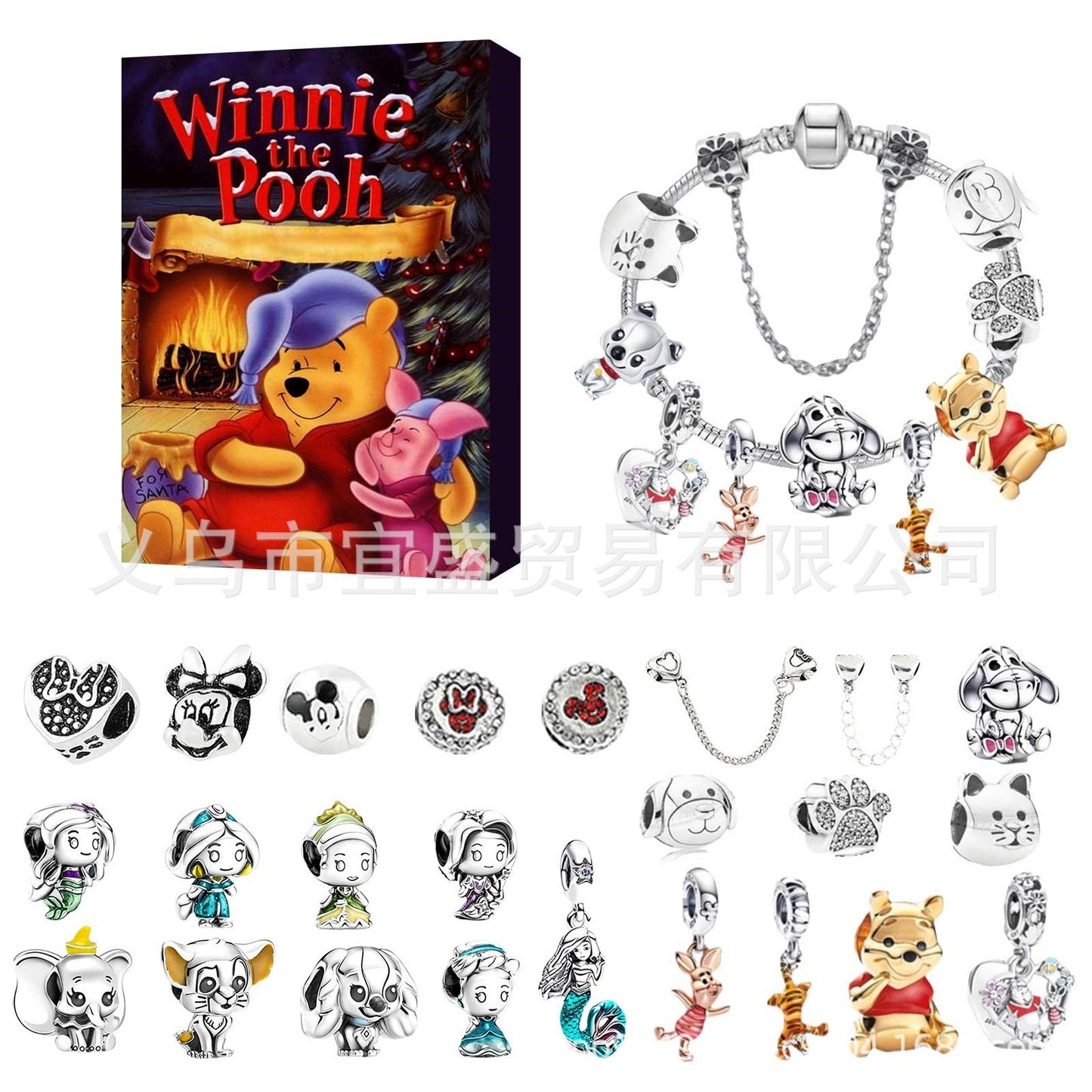Mickey Mouse Weihnachts-Überraschungsbox – Set aus Armband und Schmuckzubehör aus Metall