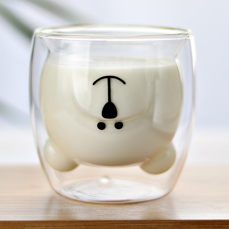 🥤Cartoon Double‑Layer Glass Cup 🌞