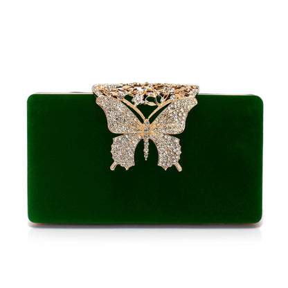 Velvet Bow Evening Clutch — Diamond-Studded