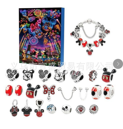 Mickey Mouse Weihnachts-Überraschungsbox – Set aus Armband und Schmuckzubehör aus Metall
