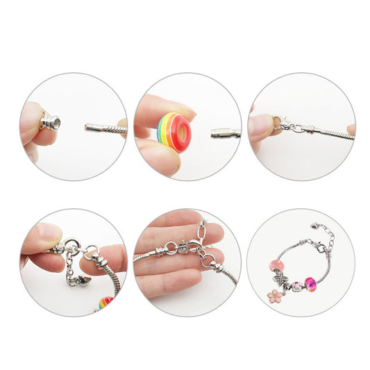 Kids DIY Beaded Jewelry Gift Box – Crystal Snake Bone Bracelet Set