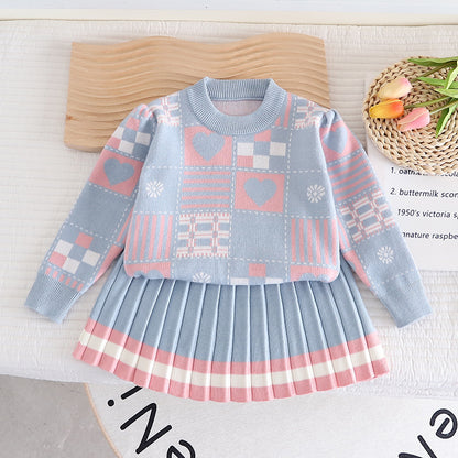 Ensemble pull et jupe tricotés pour bébé fille