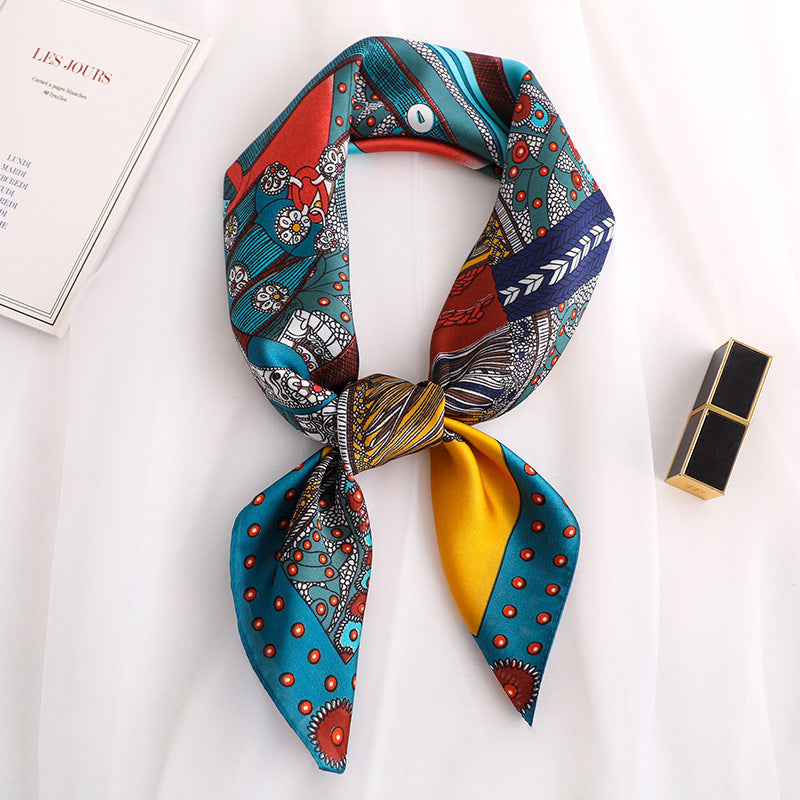 Striped Silk-Look Square Scarf