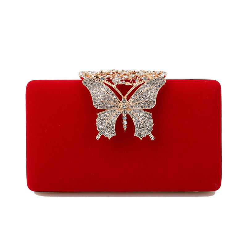 Velvet Bow Evening Clutch — Diamond-Studded