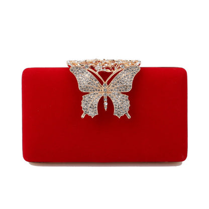 Velvet Bow Evening Clutch — Diamond-Studded