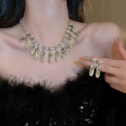 Elegant Diamond Tassel Jewelry Set