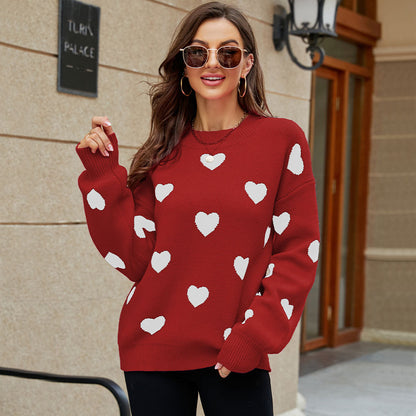 Winter Valentine’s Love Pullover – Women’s Loose Fit Sweater